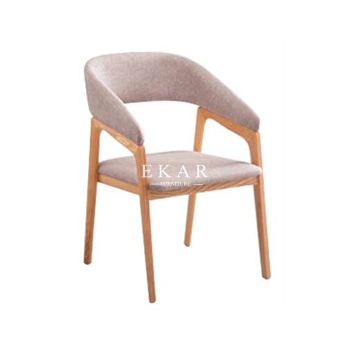 Upholstered Modern Natural Ash Wood Dining Room Chair Armrest