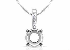 China 2.3g Semi Mount Pendant Settings , 18k White Gold Diamond Pendant 4pcs 0.1ct wholesale