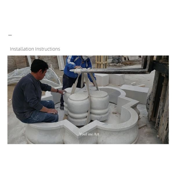 European Style Standing Marble Figure Stone Sculpture for Garden Lamp