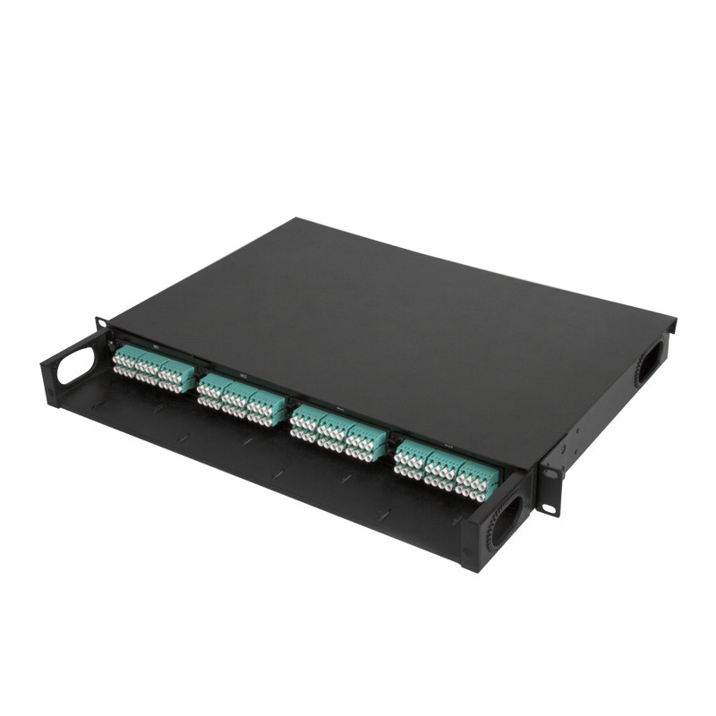 19" 1U Fixed Patch Panel MPO MTP Rack Mount Distribution Panel With 4 Individule MPO Modules