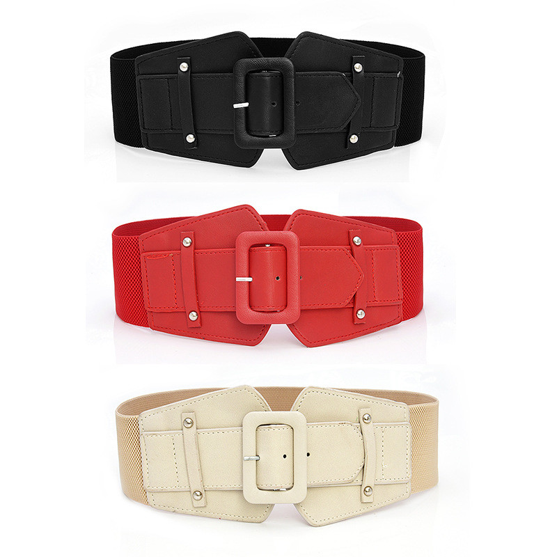 7.5cm Wide Women Elastic Belts 78cm Buckle Free Elastic Waist Belt