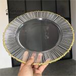 Christmas Glass Charger Plate For Wedding Events Table Decoration Gold Rim Set