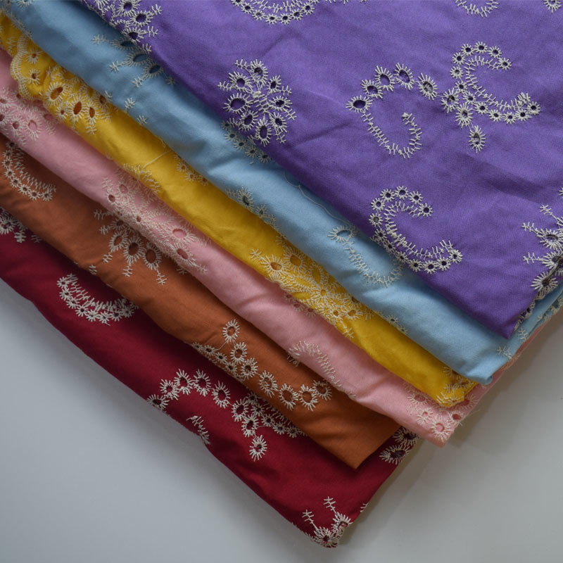 Soft Dresses White Embroidered Solid Color Cotton Fabric Garment Textile