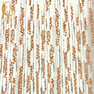 China 3D Flower Lace Beaded Bridal Embroidery Fabrics For Party wholesale