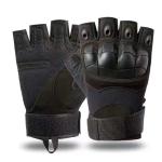 Green Khaki Black Leather PU Half Finger Tactical Gloves Nylon