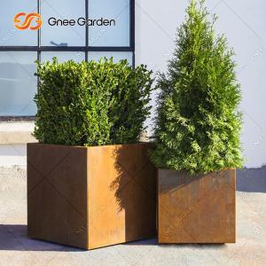 China Square Corten Steel Rustic Metal Planter Boxes Laser Cutting wholesale