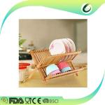 wholesale kitchen tool stand foldable bamboo dish rack