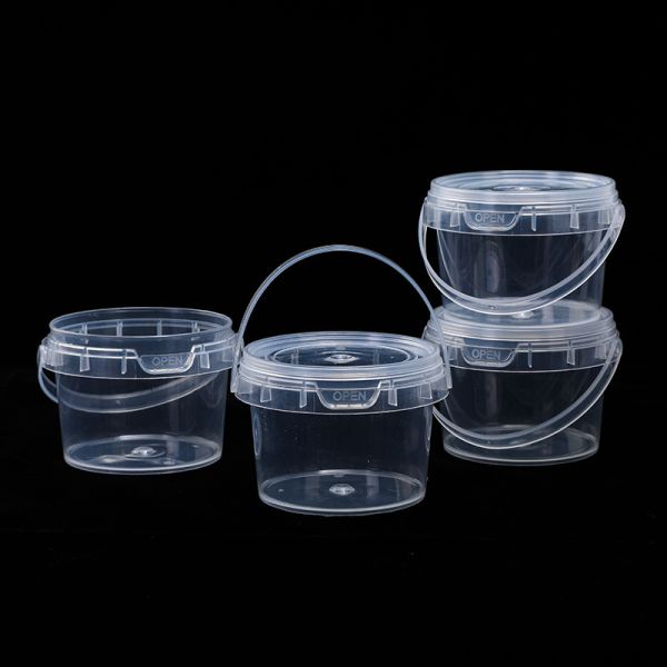 Clear Bucket With Lids - Plastic Food Storage Containers, Airtight Screw-On Lids - Freezer Safe Ice Cream Bucekts, Food Grade Reusable Containers For