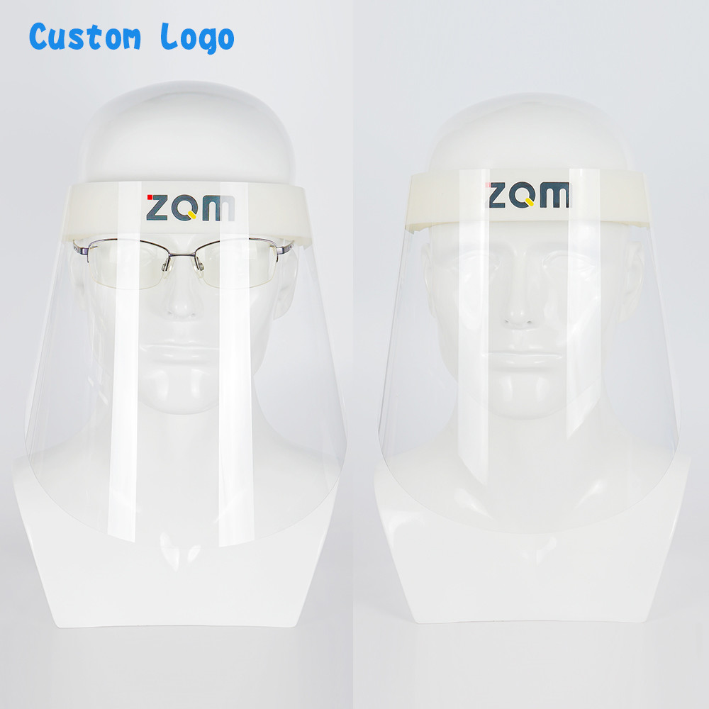 Custom Logo Reusable Safety Full Plastic Face Shield Clear Protection Visor