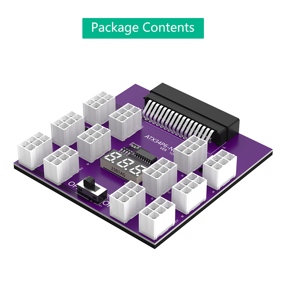 Upgrade Version Power Supply Breakout Board Placa de ruptura de fuente de alimentación GPU PSU con conector de alimentación ATX de 6 pines de12 piezas