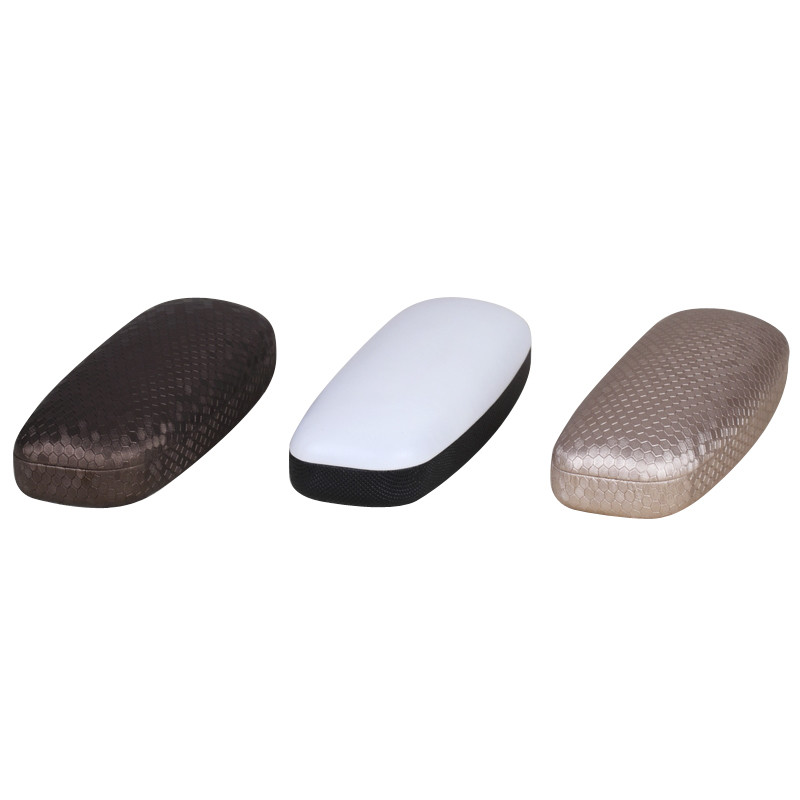 W8201 Metal Hard Eyeglass Case With Leather , Embossed Print / Hot Stamped Logo