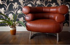 China Retro Leather Eileen Gray Bibendum Chair , Black Mid Century Modern Furniture on sale