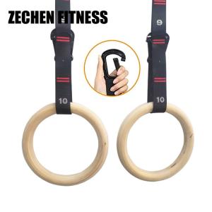 China Gravity Fitness Wooden Gymnastic Rings Rogue Fitness With Adjustable Straps wholesale