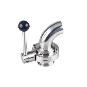 China 304 316 Stainless Steel Sanitary Side Elbow Quick Butterfly Valve with Manual Welding wholesale