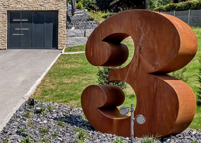 Matt Finish Stainless Steel Sculpture Architectural Sculpture Letter M Design