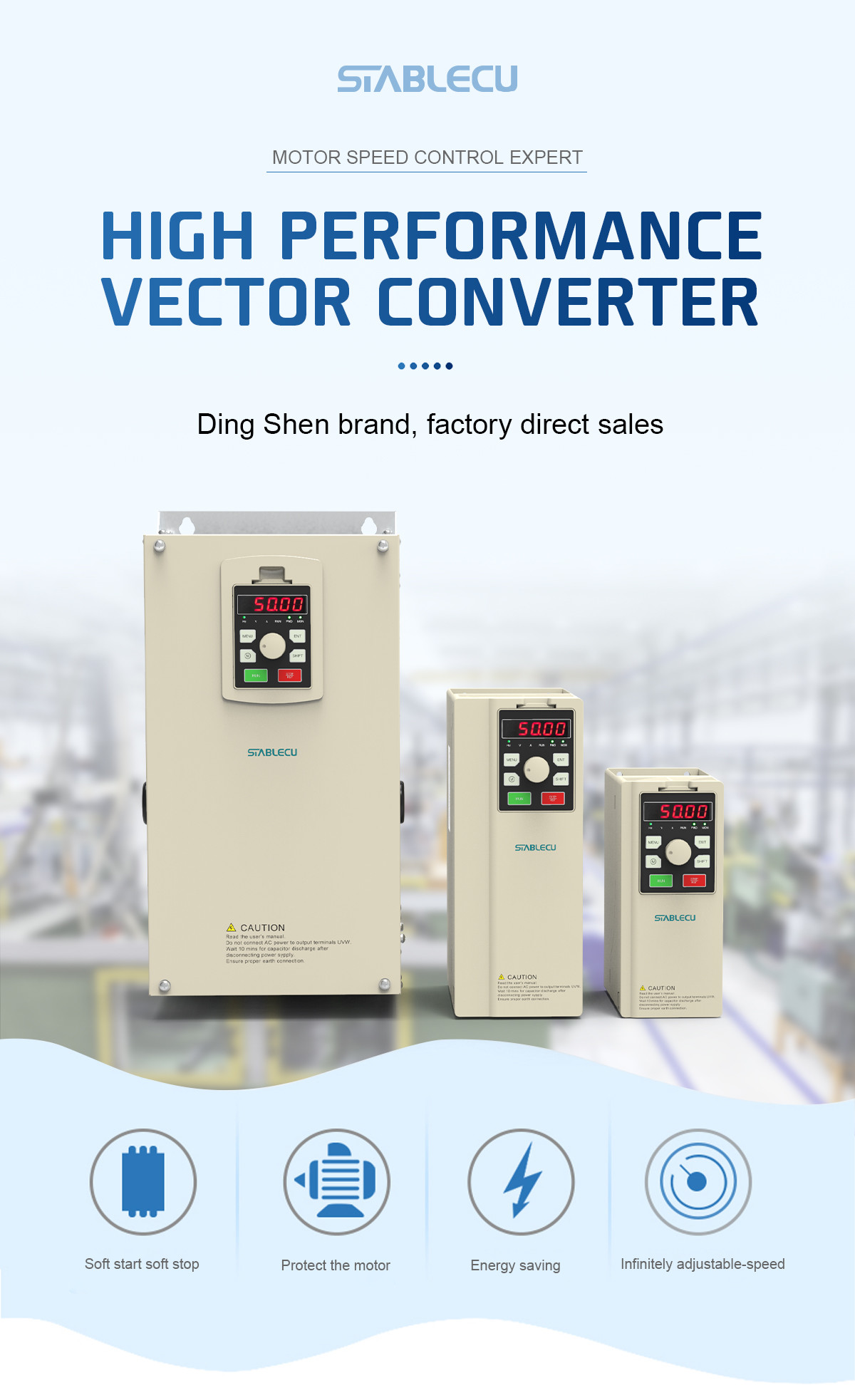 AC Variable Frequency Drive Inverter 0.75KW 1HP 3 Phase 380V FCC