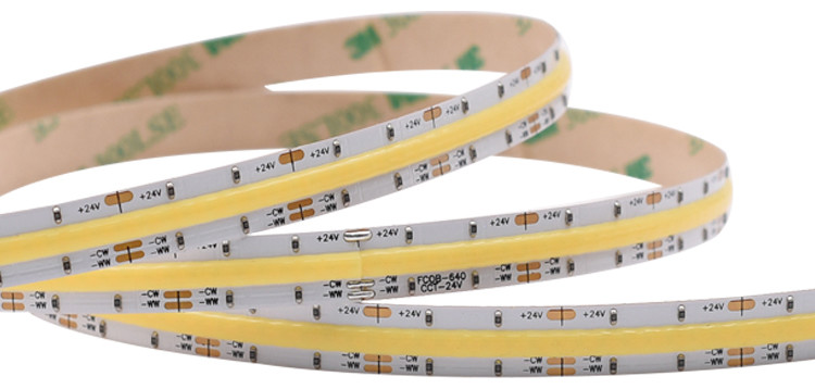 Top Rated Tunable White Led Strip COB CCT Dotless Lights DC 24V Adjustable 2700K To 6500K