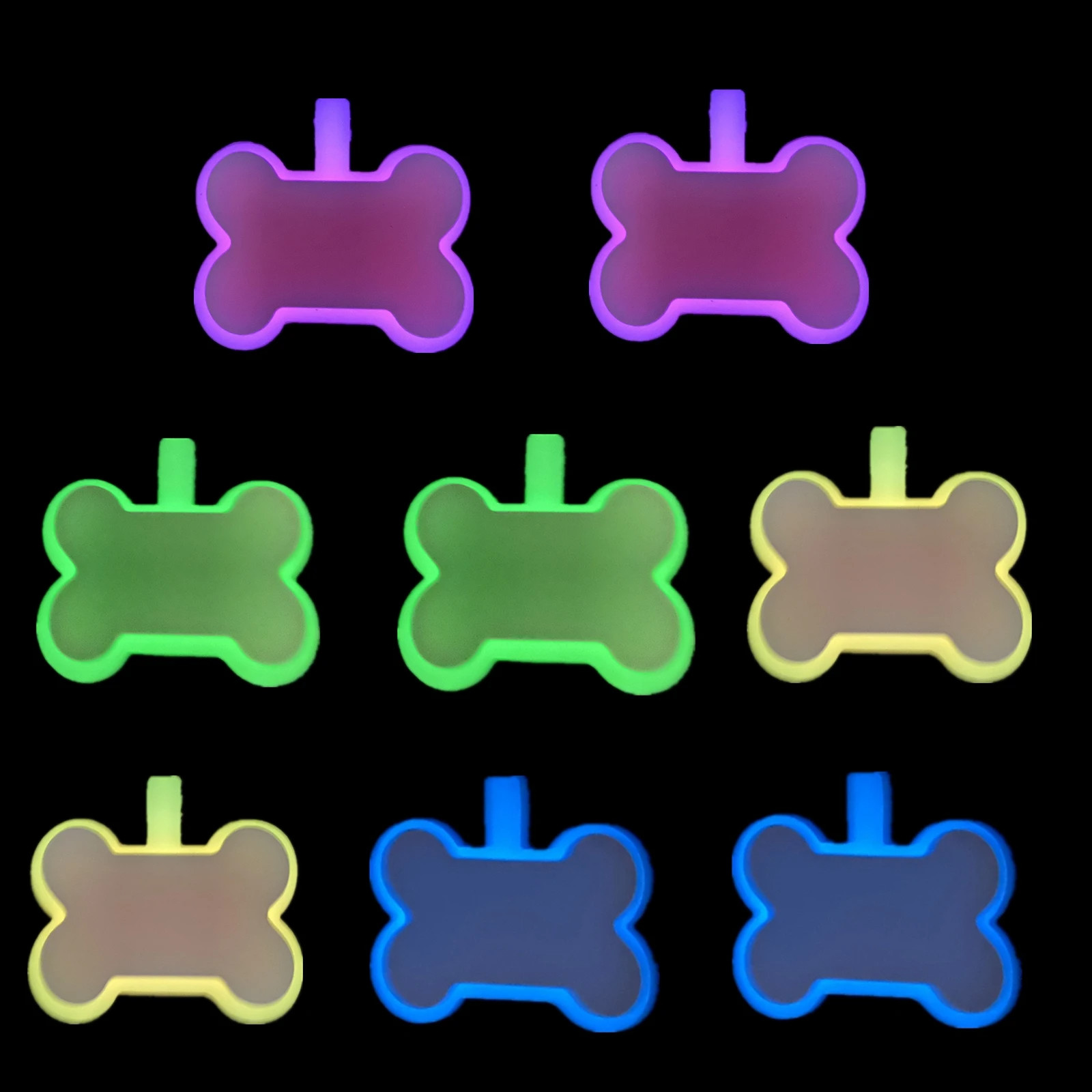 Bone Shape Custom Laser Logo Glow Silicone Lights Animal Collar Silicone Dog Tag Kit