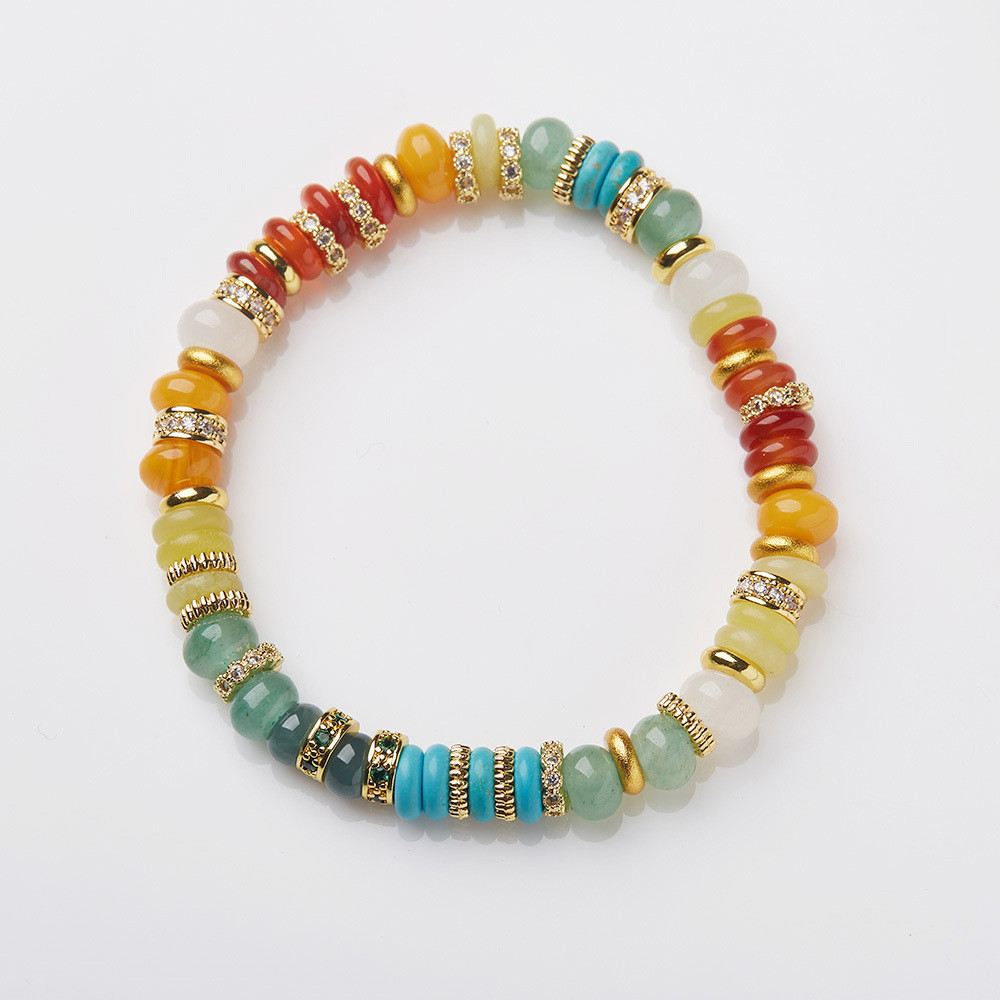 Stainless Steel Rainbow Glaze Glass Evil Eyes Spiritual Chain Bracelet,Fatima Hamsa Hand Charm Bracelet