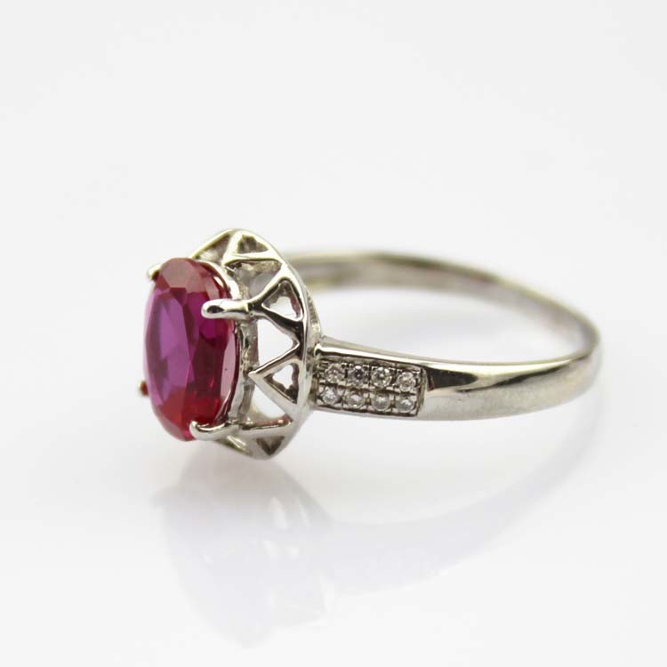 Created Amethyst Sterling Silver Ring with Cubic Zirconia (R112)