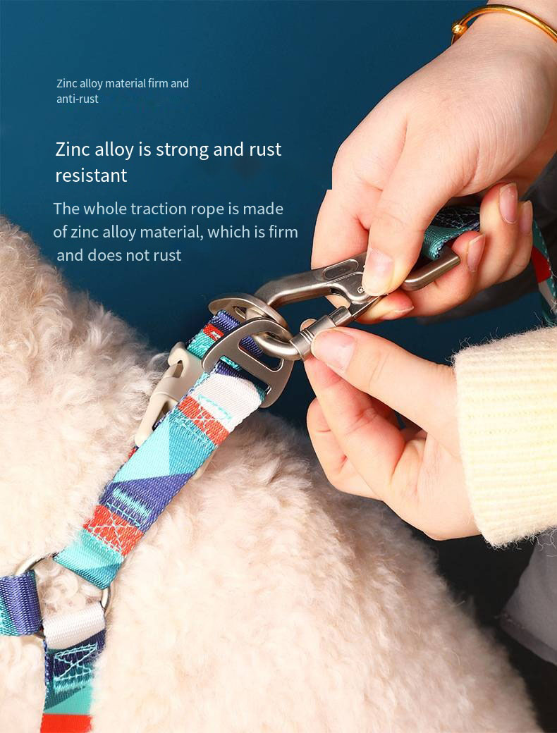 Pet Printed Harness Polyester Leash Set For Medium And Large Dogs