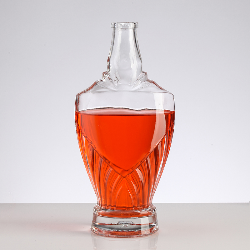 750ml Custom Design Glass Whisky Bottle with Cork Clear and Collar Material Glass