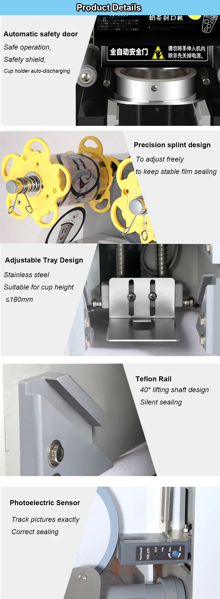 450w Industrial Packing Machines 110v Automatic Cup Sealing Machine