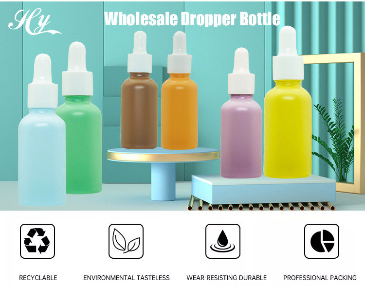 Frosted Cosmetic Essential Oil Dropper Bottles With Pipette 30ml