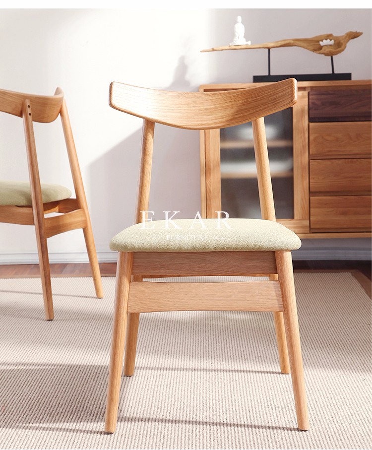 Oak Wood Upholstered Fabric Modern Dining Chair