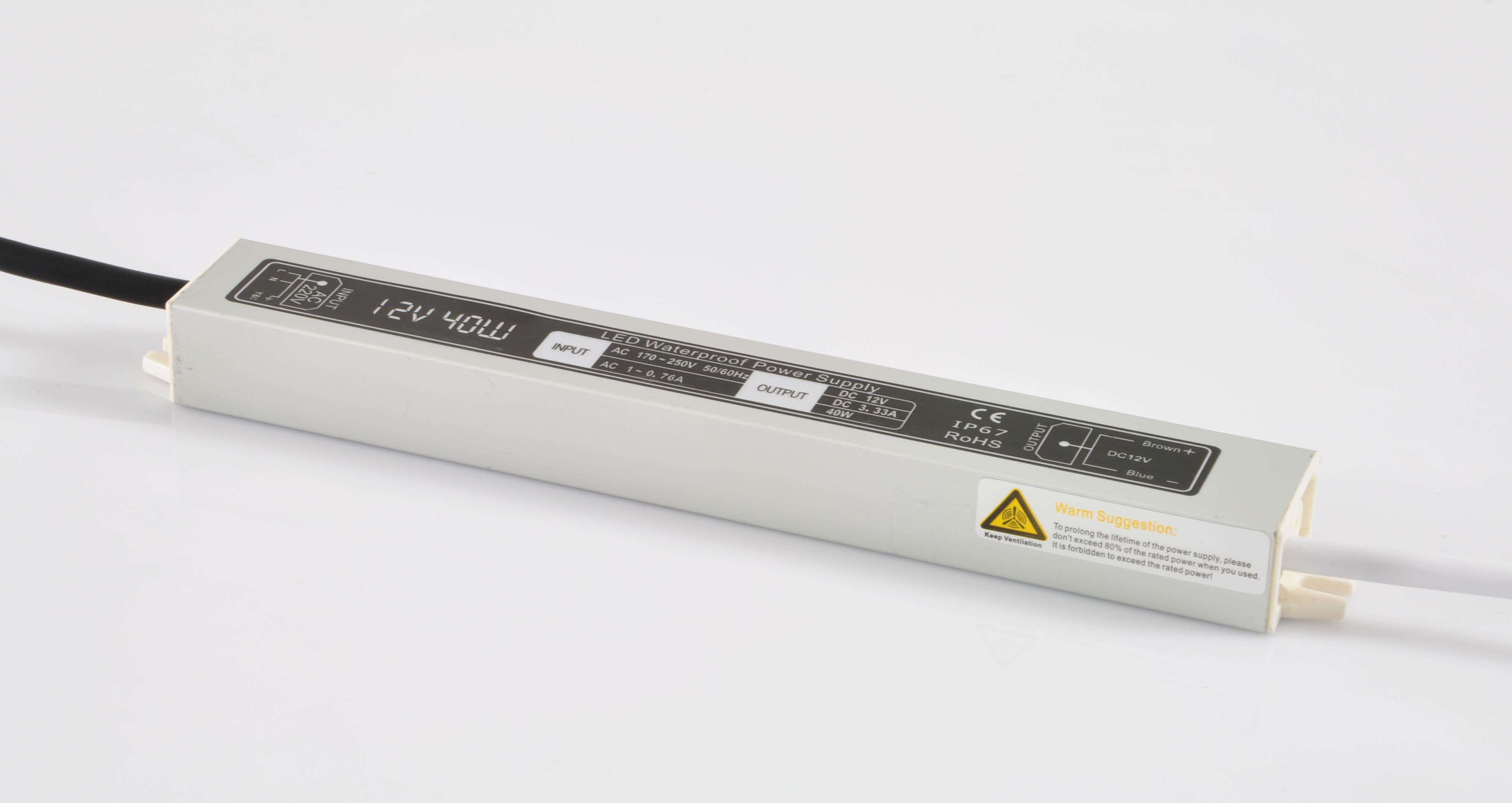 Led strip power supply12v 40w Slim waterproof power supply IP67 LED transformer Adapter for LED Light