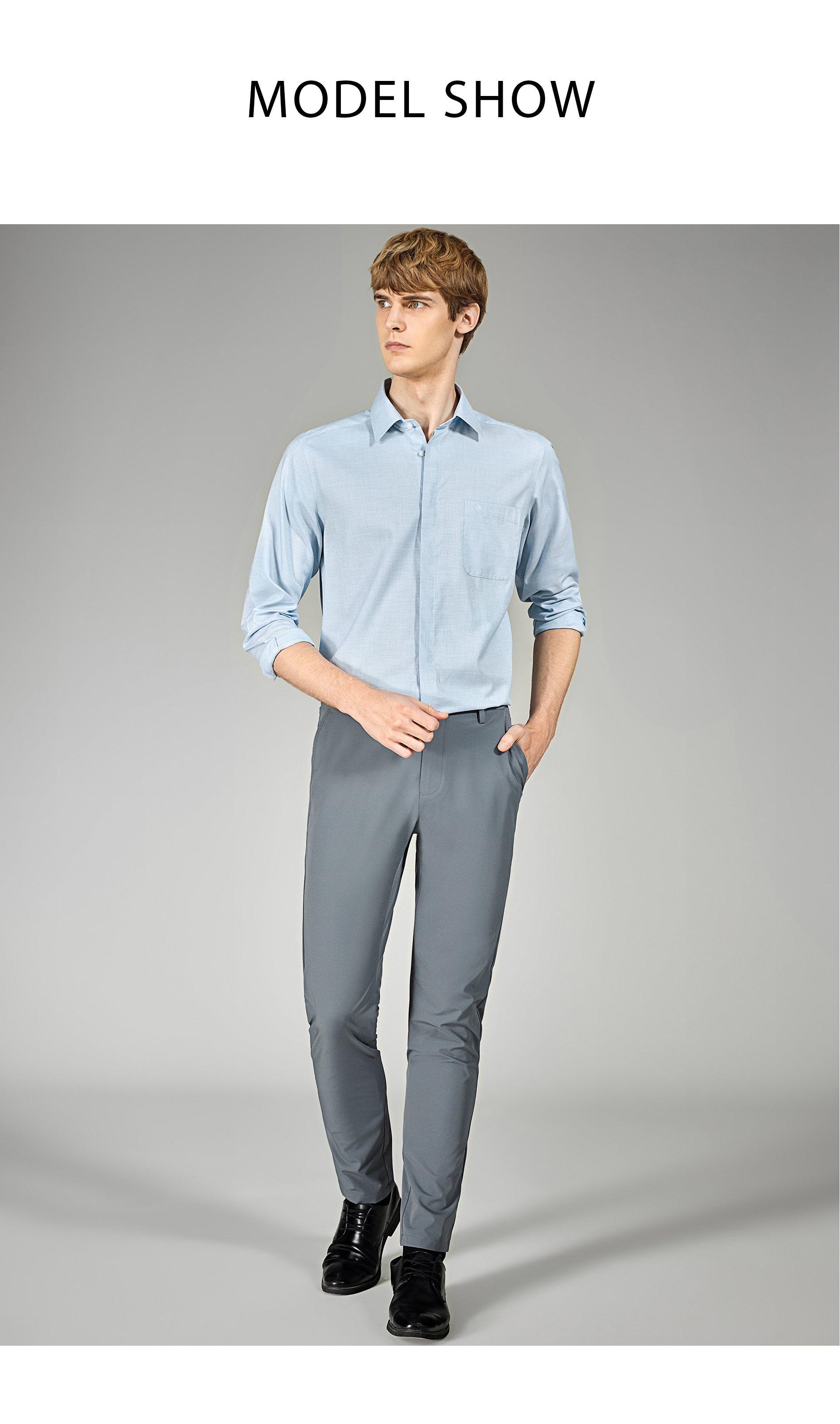 Covered Button Closure Type Long Sleeve Men's Clothing Dress Shirts for and Comfort