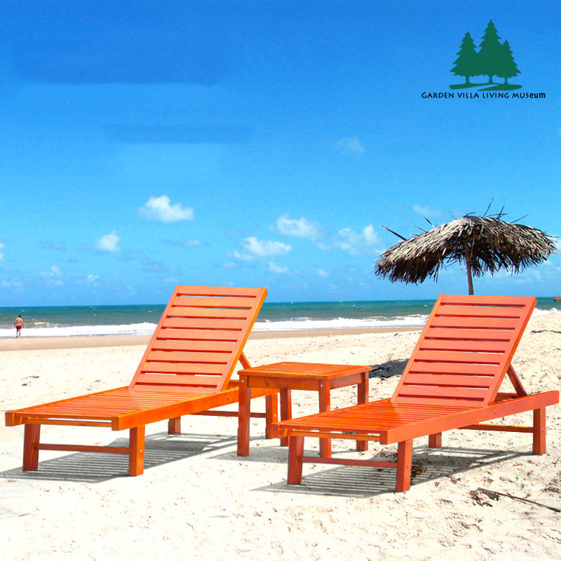 Beach Chair Solid Wooden Outdoor Furniture Folding Recliner Sofa For Hotel Swimming Pool