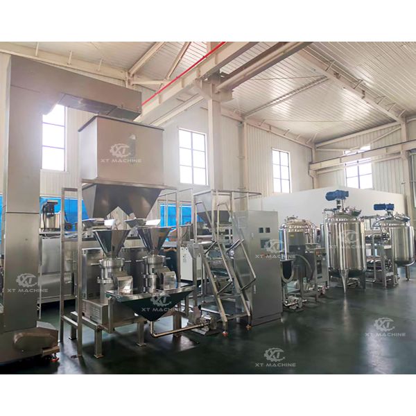 2000kg/h High Efficiency Fully Automatic Peanut Butter Production Line Adopts PLC Program Control And Easy Operate
