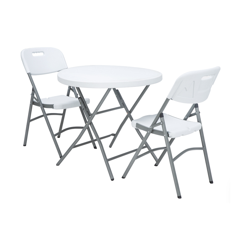 Mail Packing Portable Round Plastic Metal Folding Dining Table for Modern Design Style