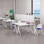 Wood Steel Foldable Training Table Wood Folding Durability With Wheels