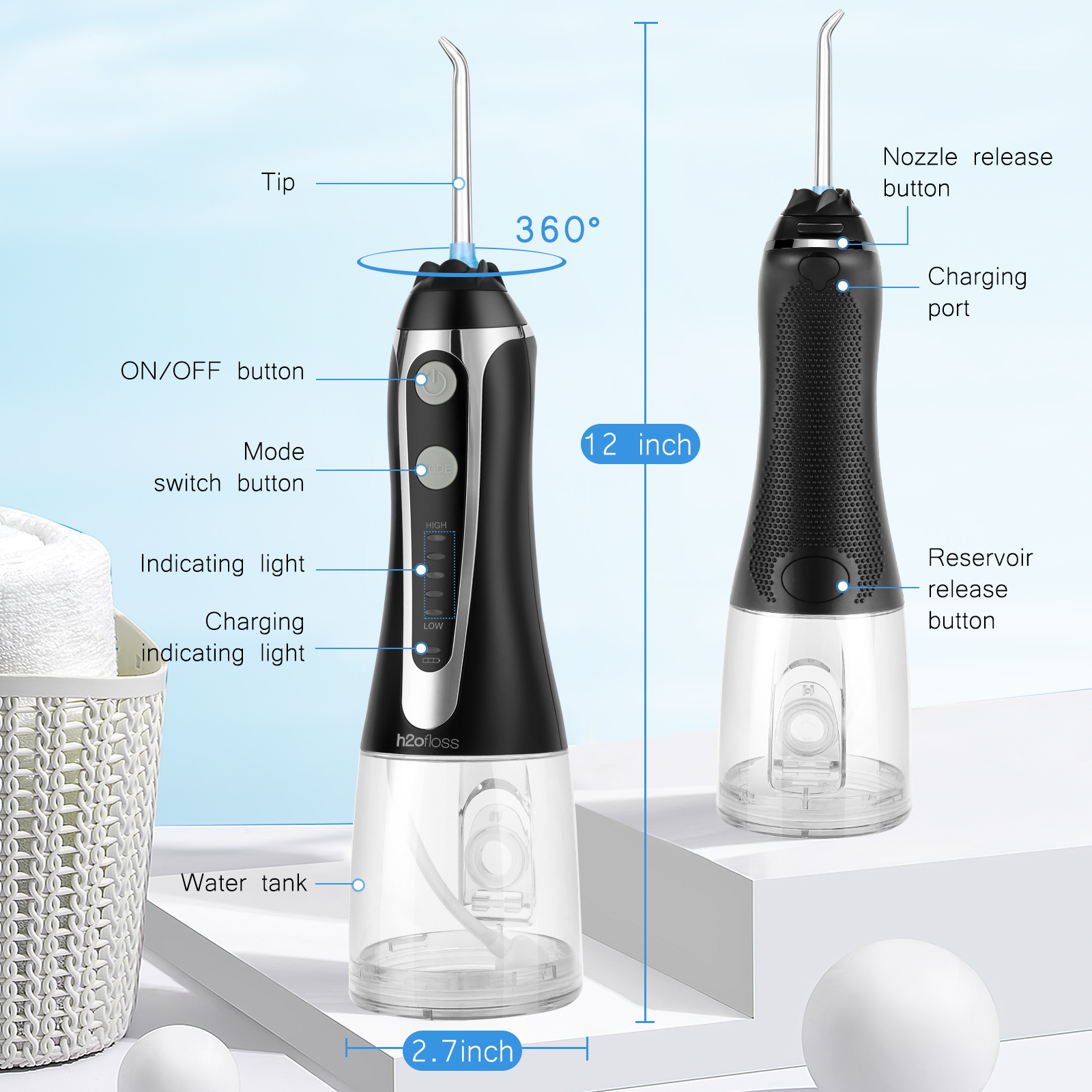 Home Travel Dental Floss Water Flosser with Ipx7 Waterproof Electric Teeth Whitening