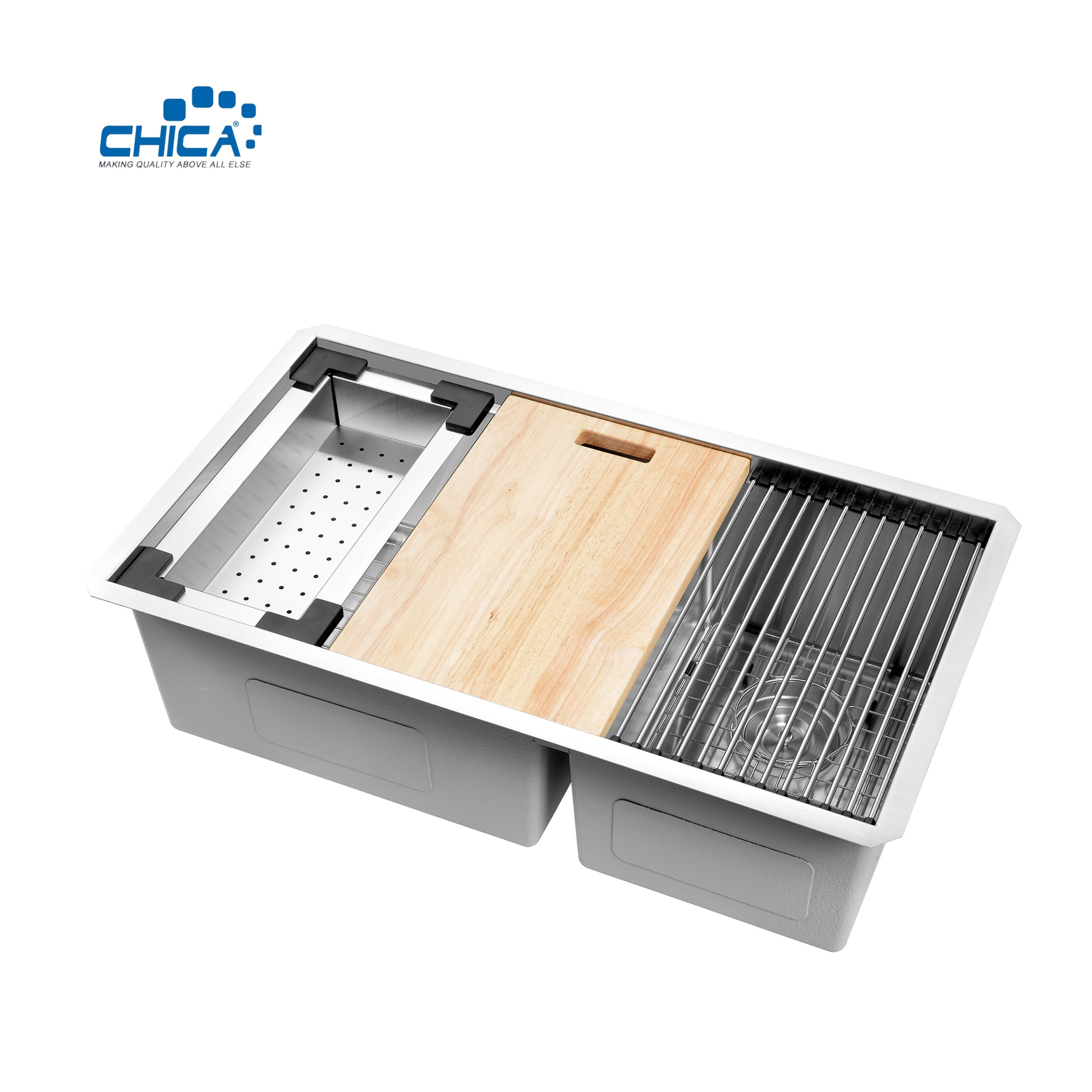 carton pallet double bowl SUS304 corner sink commercial stainless steel sink topmount handmade house sink