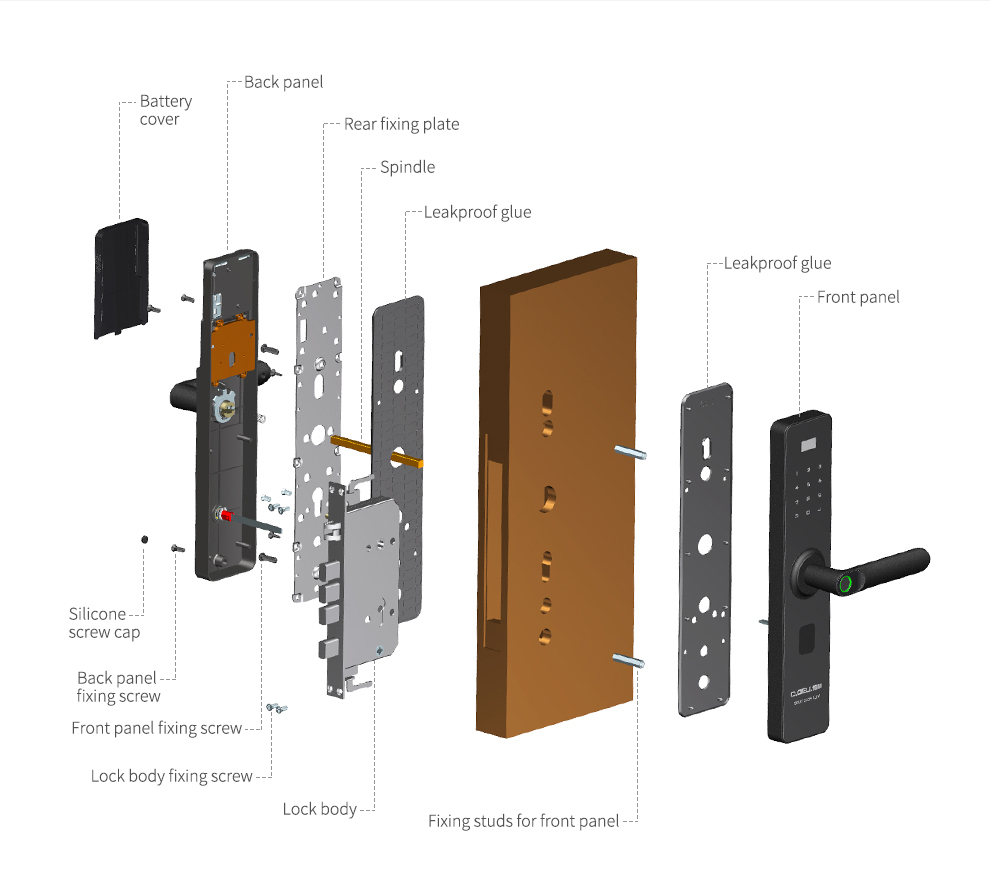 500DPI Intelligent Fingerprint Password Lock 4 AA Alkaline Batteries