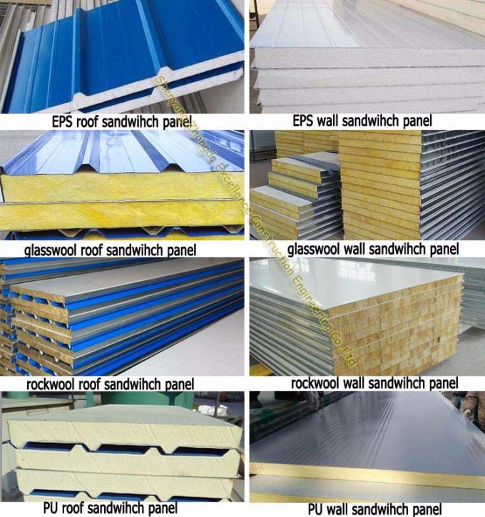 Prefabricated steel building cladding roof and wall EPS sandwich panel