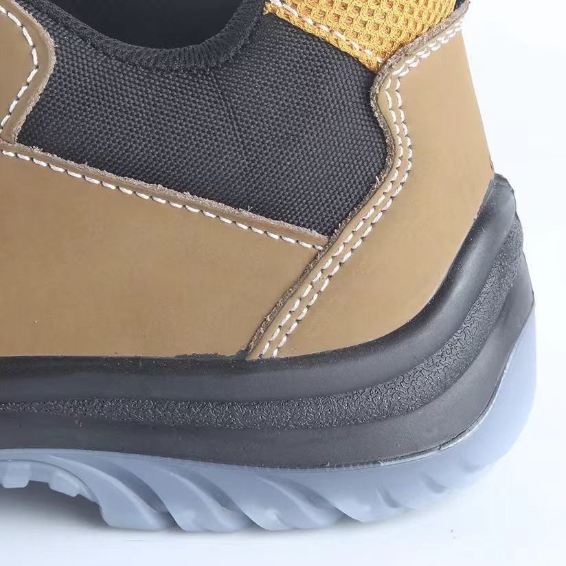 Nubuck Leather Construction Safety Shoes Yellow With Steel Toe And Tpu Outsole