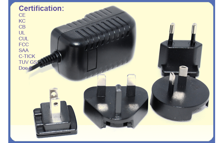 AC DC Interchangeable Plug Power Adapter 18w 12v With 3 Years Warranty