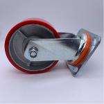 8 Inch Red Polyurethane on Steel Wheel Caster