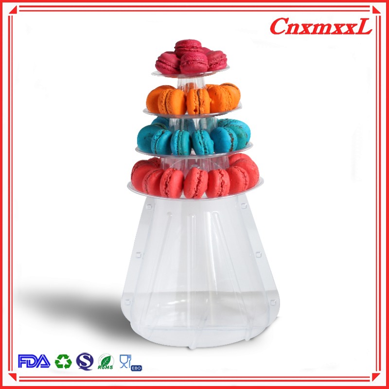 OEM Clamshell 4 Tier Macaron Tower Display Stand For Cake Decoration