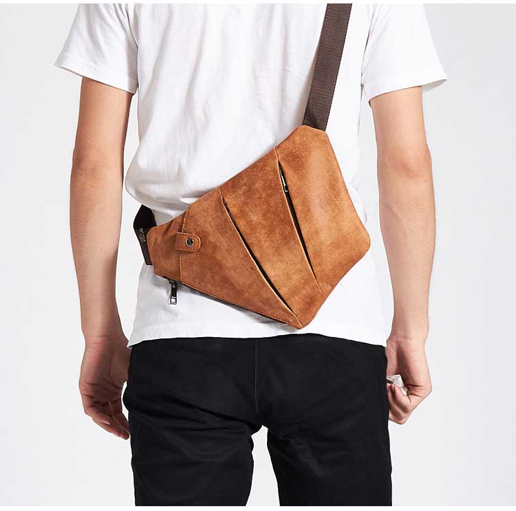 None Pattern Type Genuine Leather Minibook Crazy Horse Leather Messenger Bag for Man