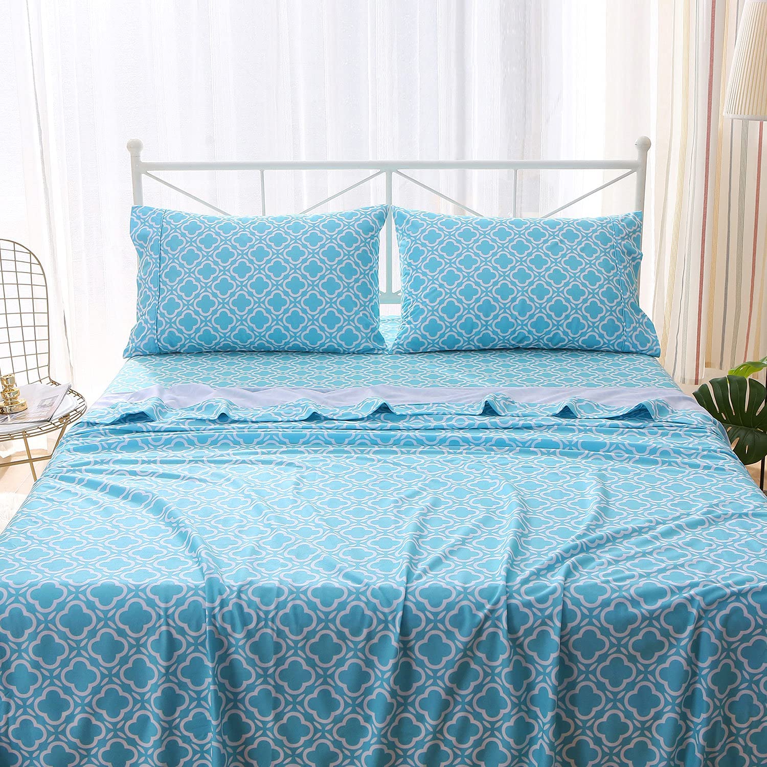 Customized Microfiber Flannel Sheet Set -Luxury Printed 4 Piece Bedding Collection for Hotel