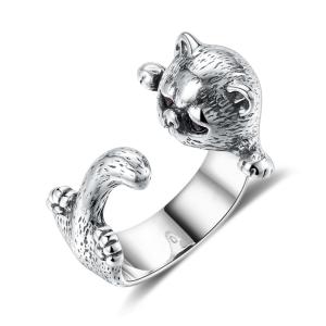 China Adjustable 3D Alloy Animal Rings 925 Silver Sterling Pet Lover Gift Jewelry wholesale