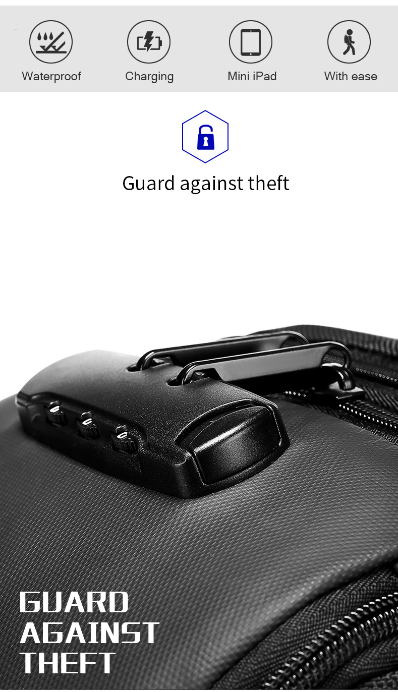 Factory hot sell wholesale fashion anti theft men custom waterproof shoulder chest crossbody sling bag for men
