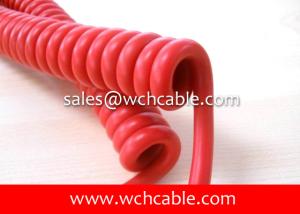 China 300V TPU Curly Cable UL21198 20AWG 4C OD5.2mm VW-1 Matt Black L=230mm Straight Tails wholesale