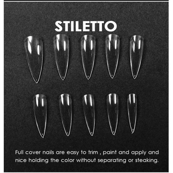 Acrylic Easy Tapered Long Clear XL XXL XXXL Straight No Non C Curve Square Nail Tips Stiletto Nail Tip Full Coverage