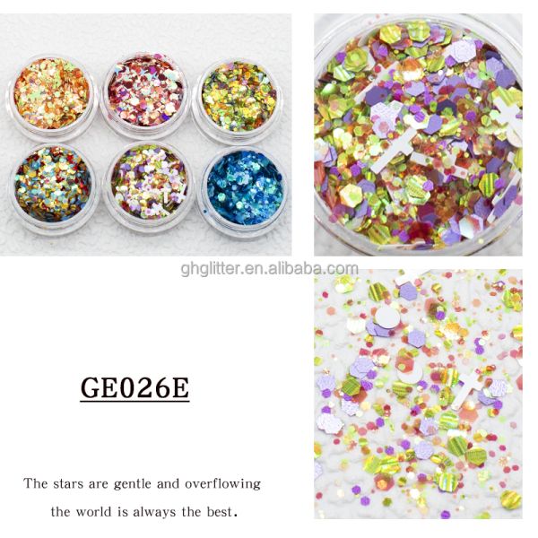Mixed Hexagonal Butterfly Multicoloured Glitter Paillette Chunky Tumbler Decoration